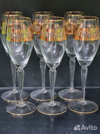 Бокалы, фужеры. Богемия 20,5 см. С позолотой