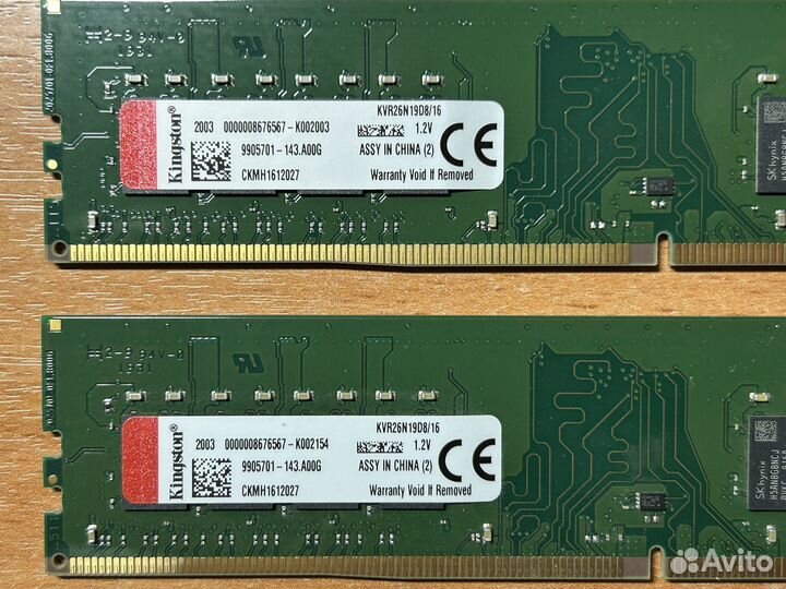 Оперативная память Kingston DDR4 16гб 2666мгц