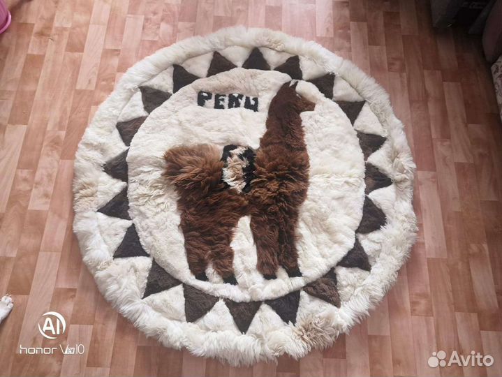 Ковёр Перу лама альпака натуральный мех d 1,30