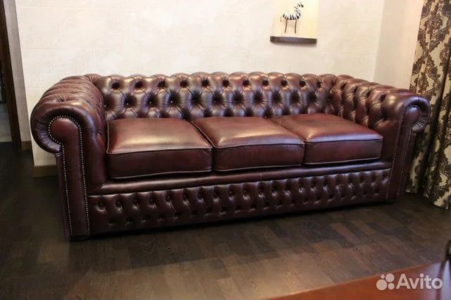 Кожаный диван честер бу