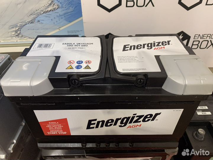 80Ah Аккумулятор 12V Еnergizer AGM start-stop 800A