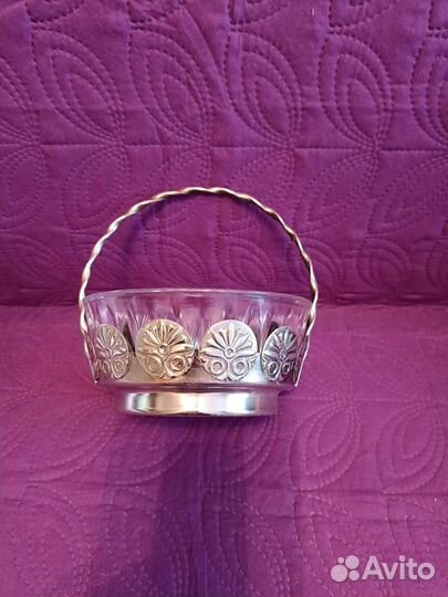 Конфетница хрусталь и мельхиор