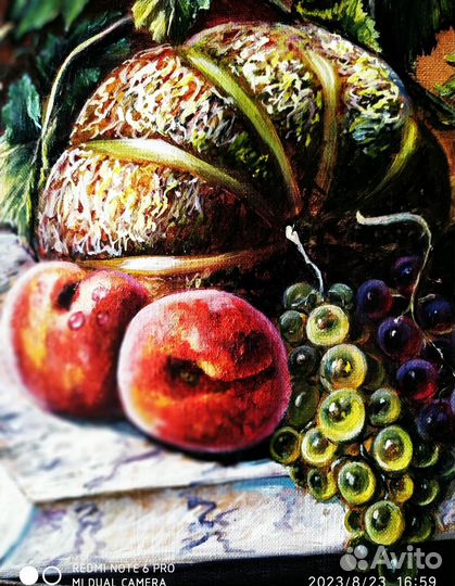 Натюрморт с дыней и персиками