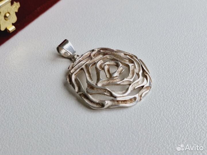 Серебряный Кулон Подвеска Цветок Роза