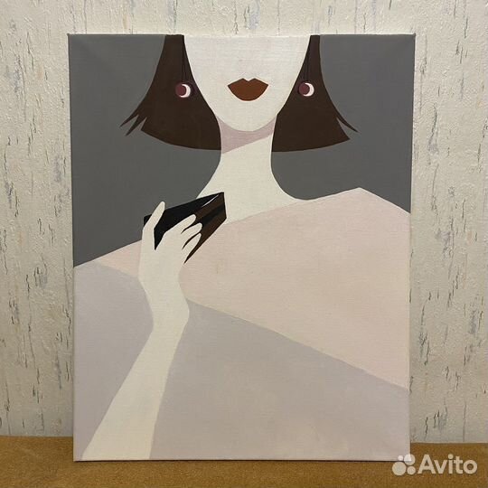 Авторская интерьерная картина «Девушка с тортом»