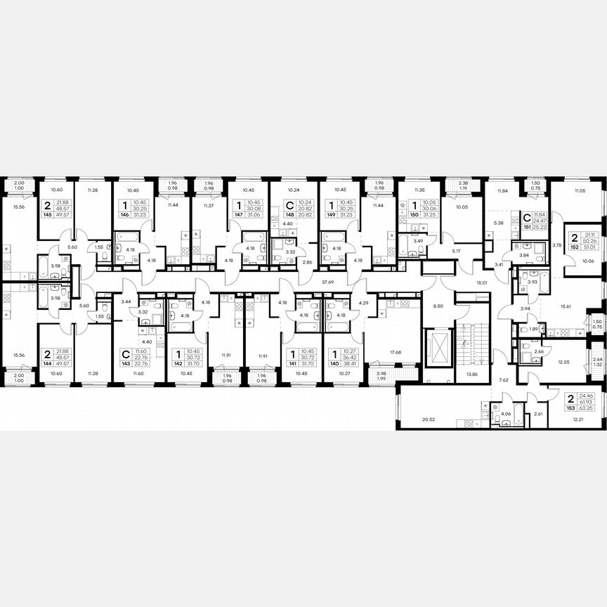 2-к. квартира, 51 м², 2/9 эт.
