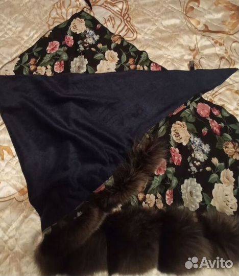 Зимний платок с мехом