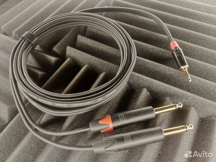 Шнур Jack 3,5 стерео на 2 Jack 6,3 моно gemini ms