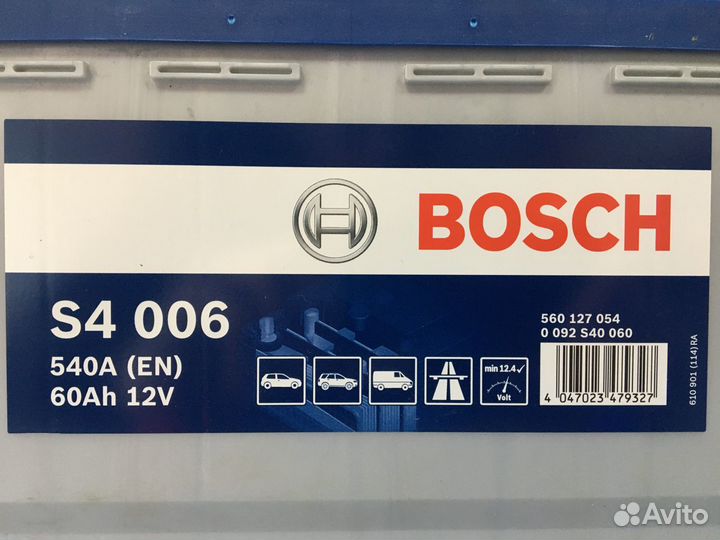 Аккумулятор 60 ач Bosch S4 006 на ваз пуск 540А