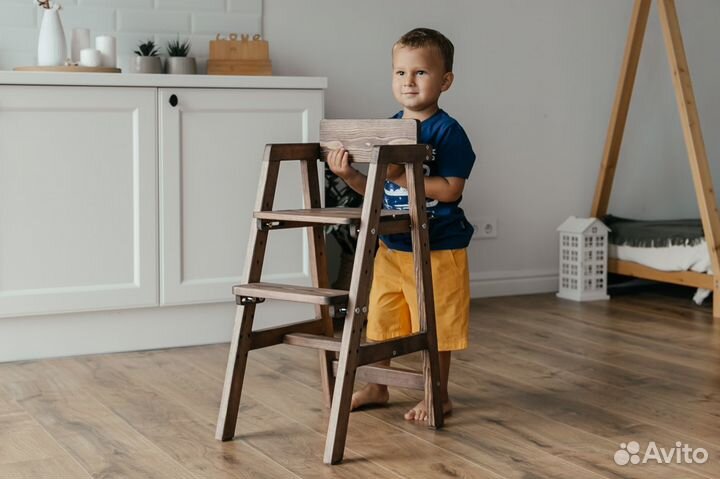 Растущий стул детский из натурального дерева