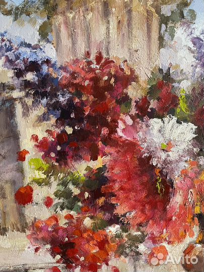 Картина маслом на холсте большая Букет цветов
