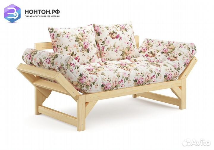 Диван кушетка Амбер бежевый с цветами