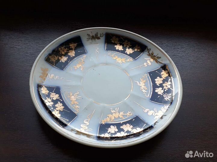 Чайная пара, кобальт, позолота 1960г