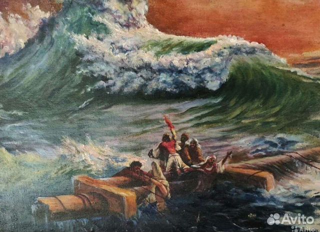 Картина масло,Девятый вал,копия.Эпоха СССР