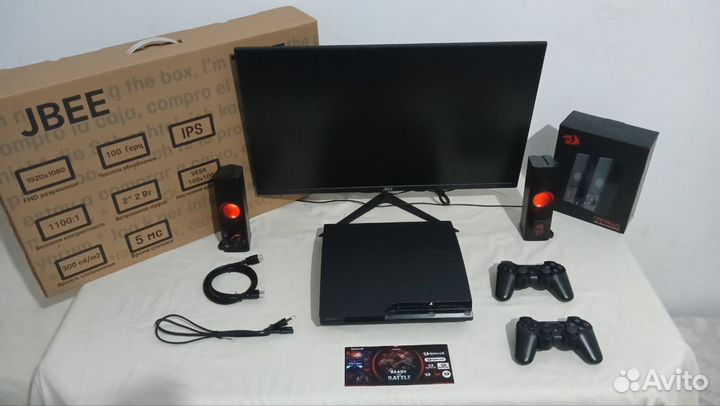 Playstation 3 slim прошитая + Монитор + Колонка