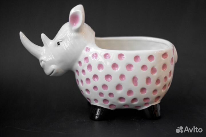 Керамический носорог 30 см кашпо для растений