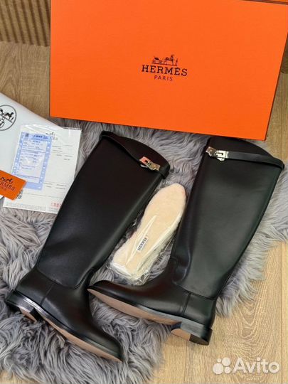 Сапоги Hermes натуральная кожа