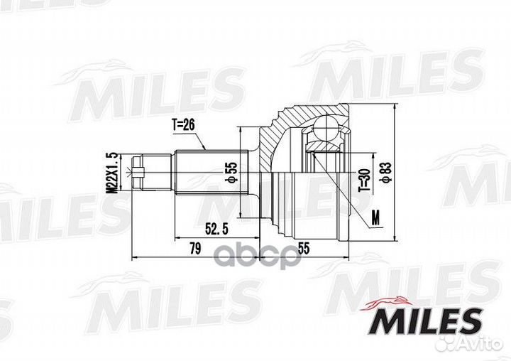 ШРУС honda civic 1.3-1.6 91-95 нар. GA20138 Miles