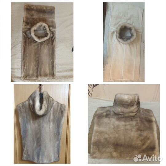 Норковая манишка серая натуральная