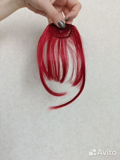 Парик lace front красный + чёлка и 2 пучка