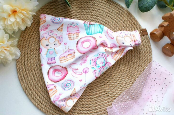 Косынка/ бандана на резинке, трикотажная детская