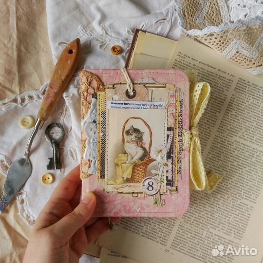 Блокнот с кошечкой, скетчбук ручной работы