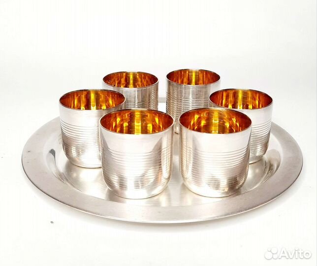 Коньячный набор мельхиор, позолота СССР