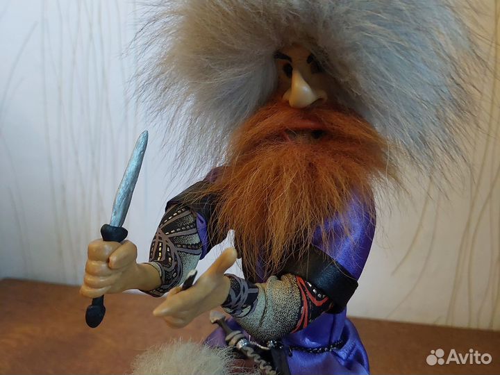 Сувенирная интерьерная кукла джигит на осле 34 см