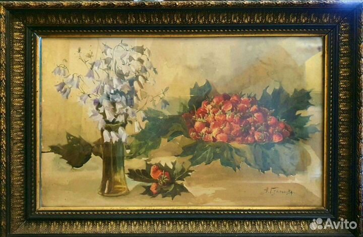 Антикварные картины масло акварели в наличии 19век