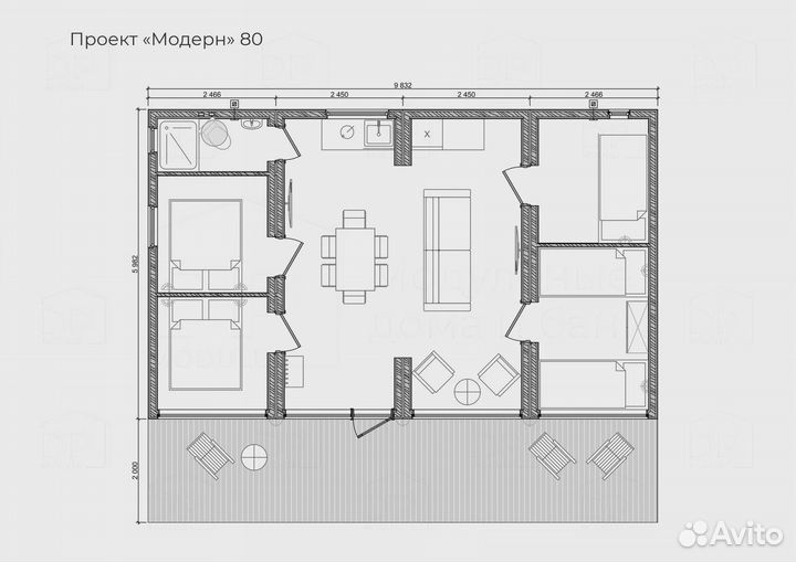 Модульный дом под ключ Модерн 80м2