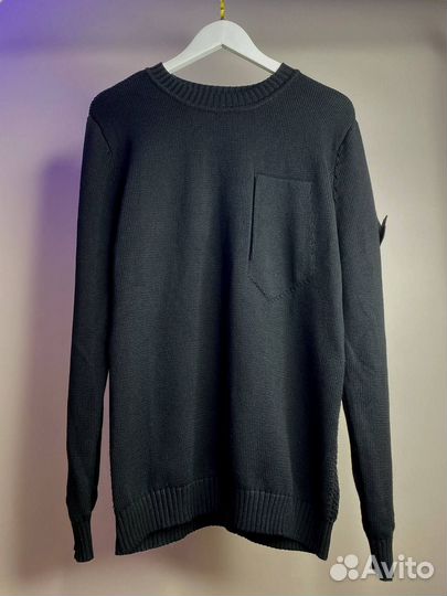 Свитер Stone Island черный с карманом