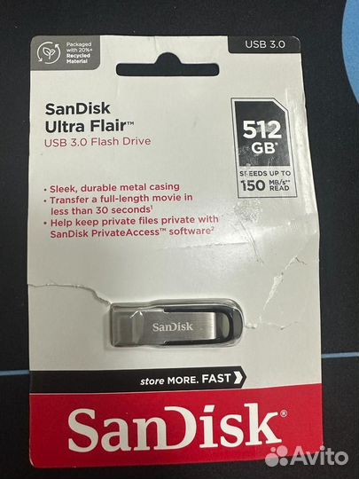 Флешкаsandisk Ultra Flair USB 3.0 512 гбsdcz73-512