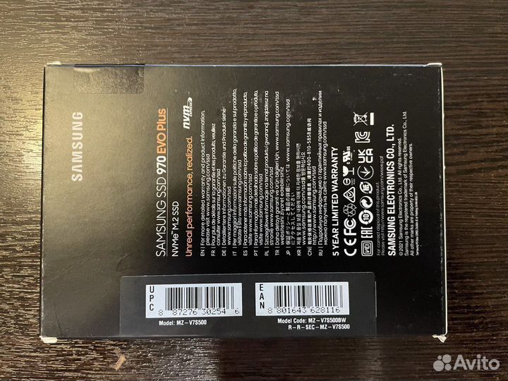 SSD Samsung 970 Evo Plus (MZ-V7S500BW). Новый