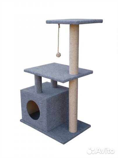 Домик для кошки с когтеточкой, 3-х уровневый 96 см
