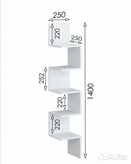 Новая угловая полочка, цвет белый, в упаковке
