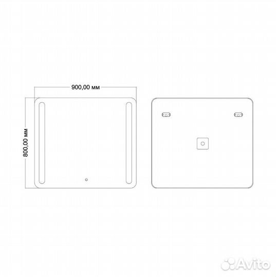 Зеркало 900/800, светодиоидная подсветк