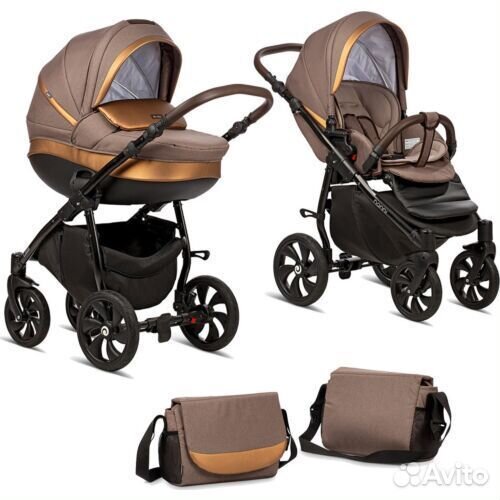 Tutis Коляска 2 в1 nanni кофе+Кожа Бронза