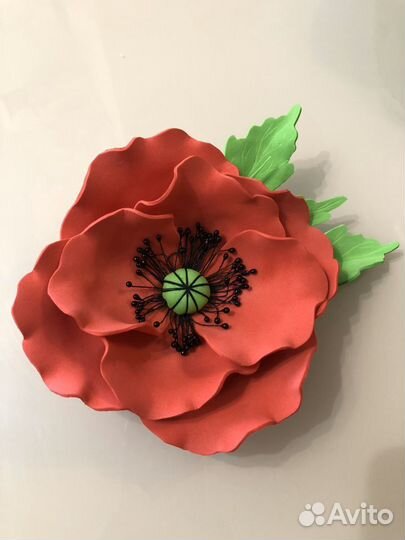 Заколка-брошь Мак из фоамирана