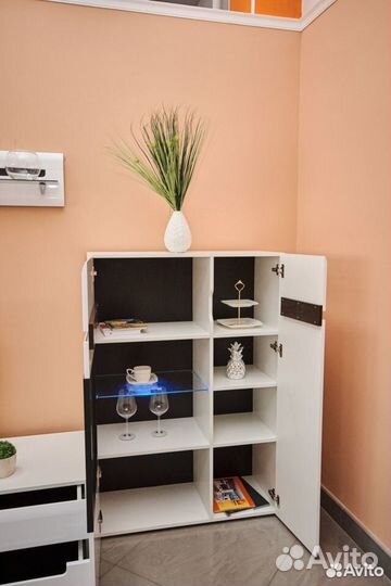 Витрина 2х малая левая Белый Глянец Стокгольм