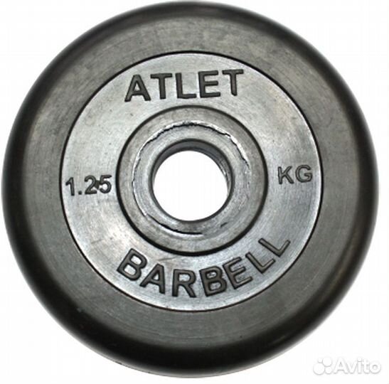 Диск обрезиненный 1.25 кг Barbell Atlet (чёрный)