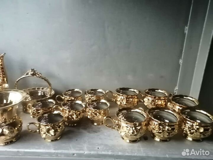 Чайный сервиз золотая роза