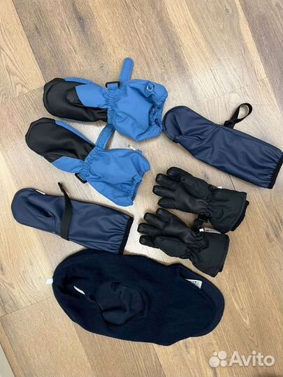 Шапка-шлем, варежки-краги Reima и перчатки h&m