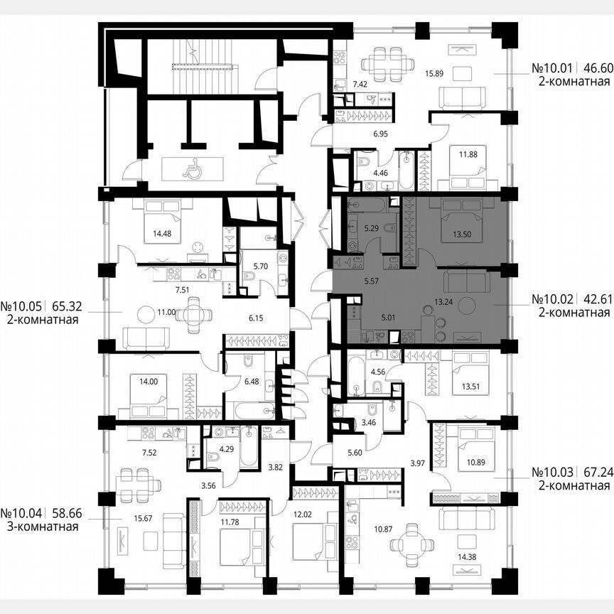1-к. квартира, 42,6 м², 10/24 эт.