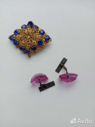 Броши Чехословакия перламутр,клипсы