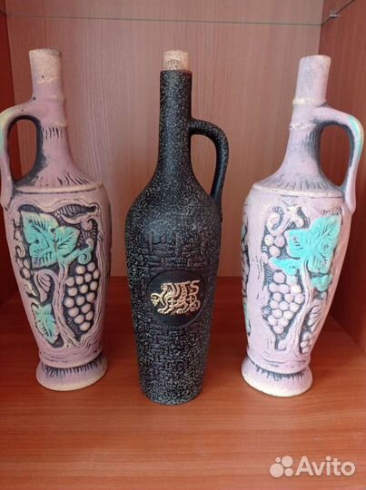 Бутылка глиняная для вина в подарок