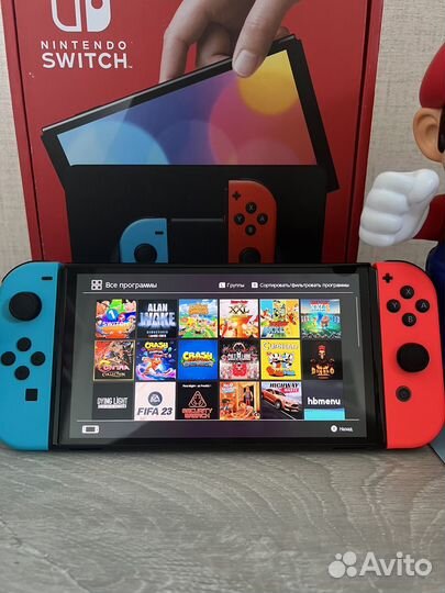 Прошитый Nintendo Switch Oled Red 256 gb 38 игр