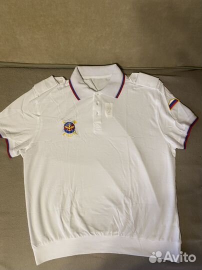 Футболка-поло белая и синяя нцу