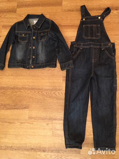 Джинсовые комбинезон и куртка
