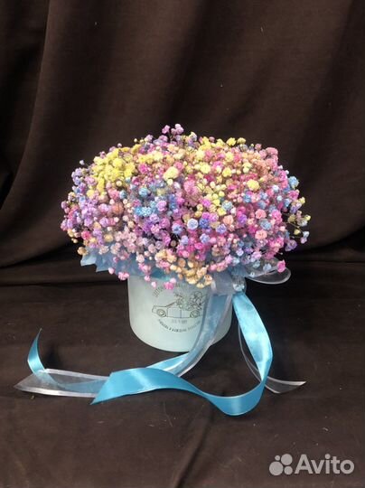 Букет из гипсофилы в коробке