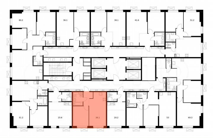 1-к. квартира, 36,1 м², 22/33 эт.